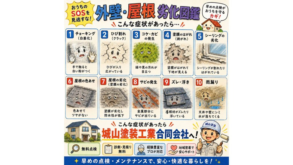 熊本の外壁や屋根の劣化症状をわかりやすく解説したイラスト図鑑